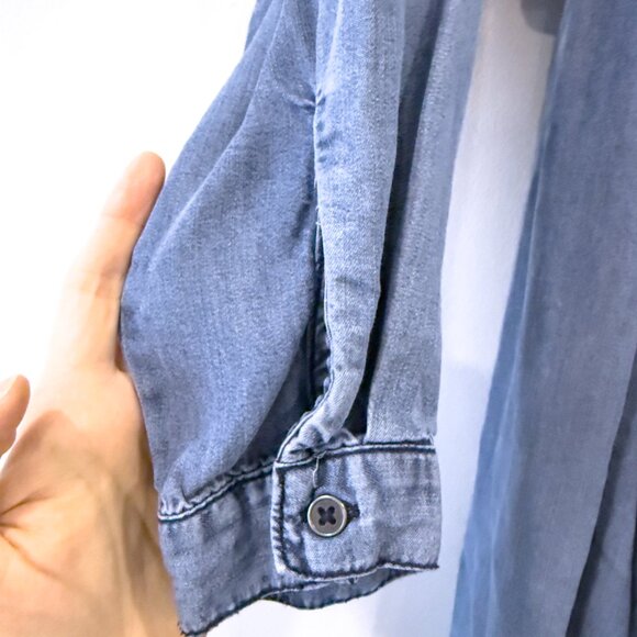 Mason by Suki Chambray Belted Denim Trench Jacket - Large - Picture 8 of 10